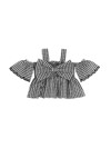 Monnalisa Gingham Cotton Off-shoulder Top In Cream + Black