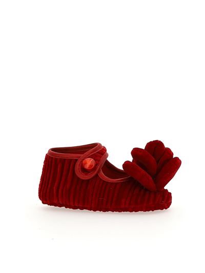 Monnalisa Pleated Velvet Booties In Ruby Red