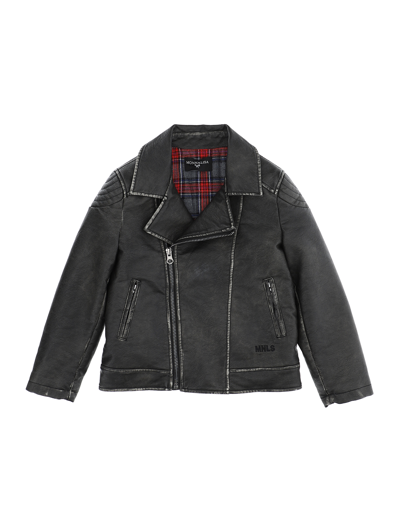 Monnalisa Kids'   Used-effect Coated Fabric Biker Jacket In Black