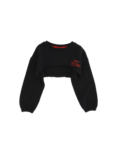 Monnalisa Kids'   Mnls Cropped Sweatshirt In Black