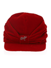 Monnalisa Velvet Baseball Cap In Ruby Red