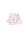 Monnalisa Jogging Shorts With All-over Hearts In Cream + Red