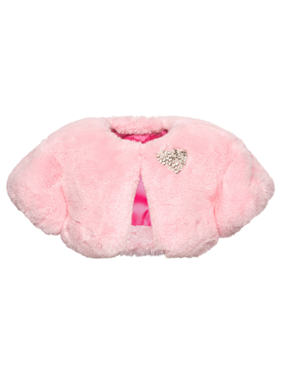 Monnalisa Plush Shrug In Ballerina Pink