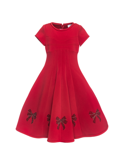 Monnalisa Kids'   Dress With Bows In Ruby Red