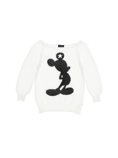 Monnalisa Kids'   Mickey Mouse Crochet Sweater In White + Black