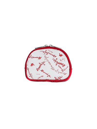 Monnalisa Leather Coin Purse W/ Laminate Detailing In Red