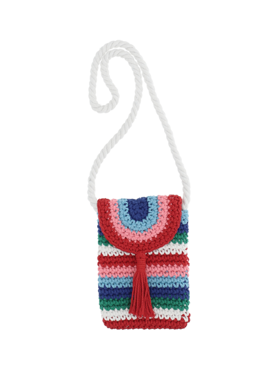 Monnalisa Crochet Mobile Phone Holder Shoulder Bag In Multicolor