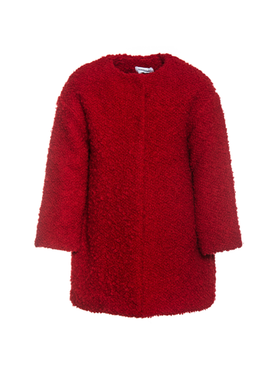 Monnalisa Bouclé Coat In Ruby Red