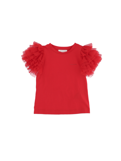 Monnalisa Trimmed Sleeve Jersey T-shirt In Red