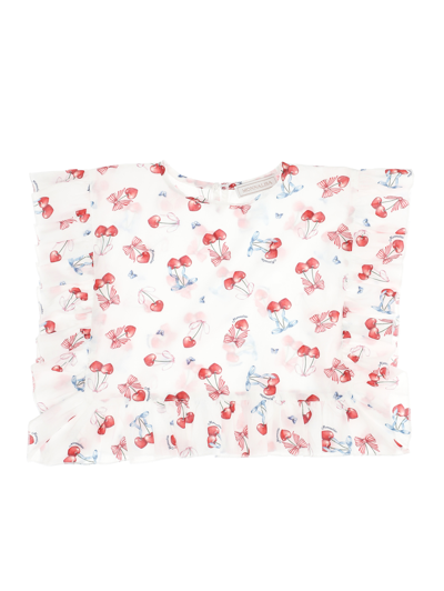 Monnalisa Babies'   Cherry Print Muslin Kaftan In White + Red