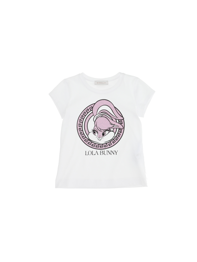 Monnalisa Babies'   Lola Bunny Jersey T-shirt In White + Sachet Pink