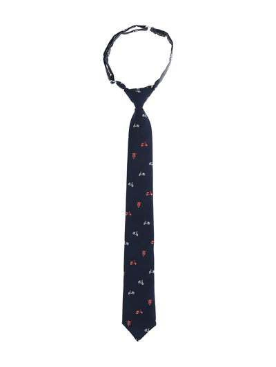 Monnalisa Jacquard Tie With Scooter Print In Dark Blue