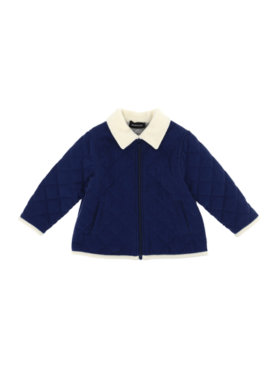 Monnalisa Kids'   Quilted Velvet Jacket In Jeans + Grey