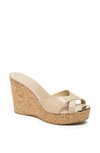 Jimmy Choo Perfume 120 Patent Leather And Cork Wedge Sandals In Nude
