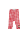 Monnalisa Gingham Cotton-blend Leggings In Cream + Red