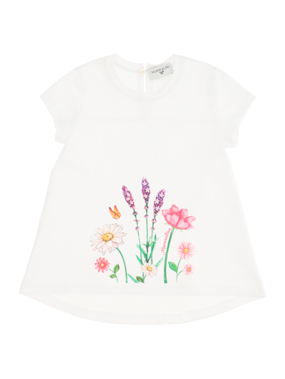 Monnalisa Jersey T-shirt With Print In White
