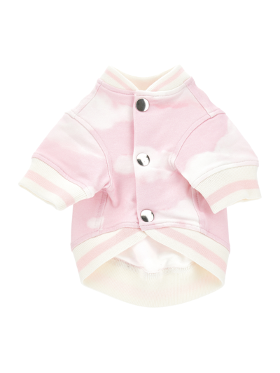 Monnalisa Dog Coat With All-over Cloud Print In Dusty Pink Rose