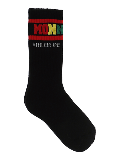 Monnalisa Sponge Socks With Logo In Black