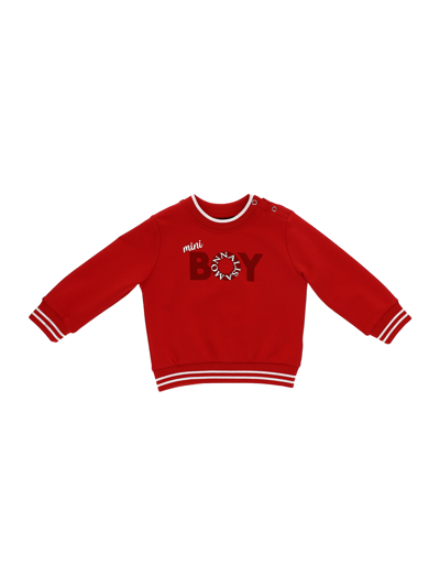 Monnalisa Cotton Sweatshirt With Boy Print In Red