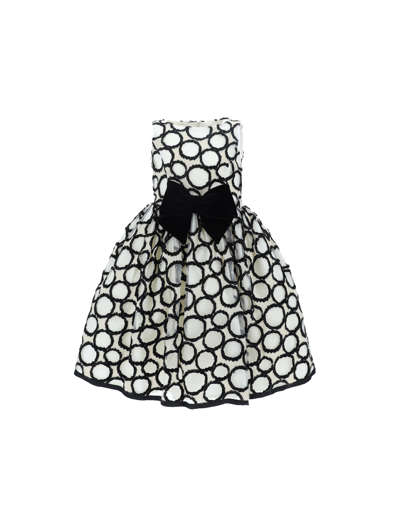 Monnalisa Babies'   Polka Dot Damask Dress In Cream + Black