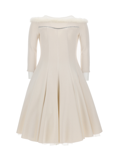 Monnalisa Kids'   Neoprene Fortuny Dress In Cream