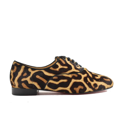 Christian Louboutin New Fred Leopard Pony Fur Flat In Brown