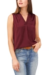 Vince Camuto Rumpled Satin Blouse In Cherry Red