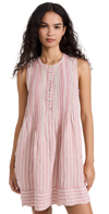Faherty Isha Stripe Pintuck Linen Dress In Pink Cinque Terre Stripe
