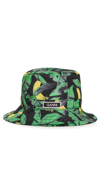 Ganni Logo-embroidered Recycled-polyester Bucket Hat In Banana Tree Black