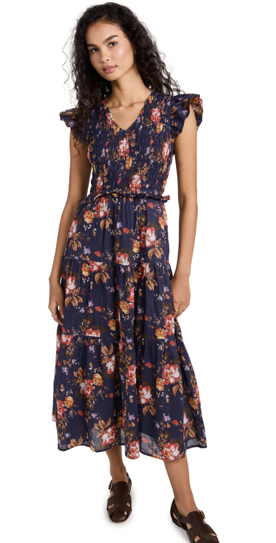 Sea Esme Floral Print Midi Dress In Navy