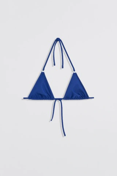 Filippa K Triangle Bikini Top In Cobalt Blue Shiny