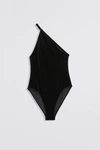 Filippa K Asymmetric Swimsuit In Black Velvet