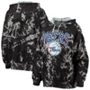 Majestic Threads Black Philadelphia 76ers Burble Tie-dye Tri-blend Pullover Hoodie In Black