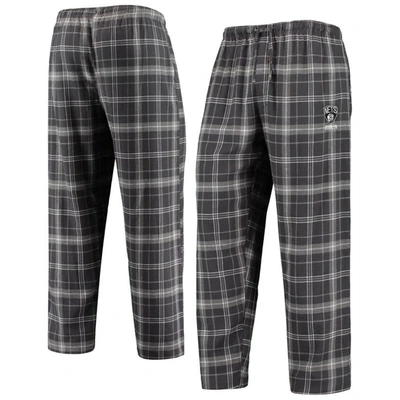 Concepts Sport Men's  Charcoal, Grey Brooklyn Nets Ultimate Plaid Flannel Pyjama Trousers In Charcoal,gray