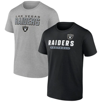Fanatics Men's  Black And Heathered Grey Las Vegas Raiders Parent T-shirt Combo Pack In Black,heathered Grey