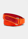 Christian Louboutin Men's Loubi Sneaker Spiked Belt In Sunrise/loubi
