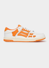 Amiri Men's Skeleton Appliqu&eacute; Leather Low-top Sneakers In White/orange