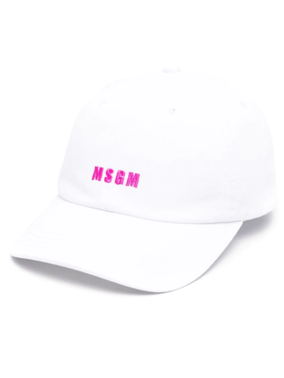Msgm Embroidered Logo Cap In White