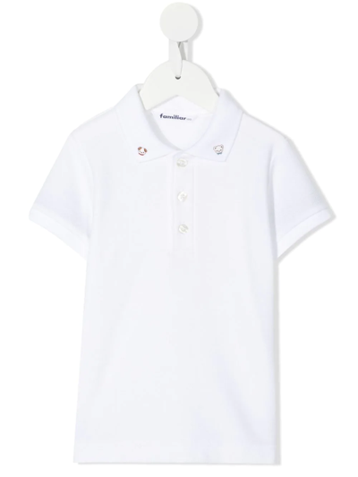 Familiar Embroidered Short-sleeve Polo Shirt In White