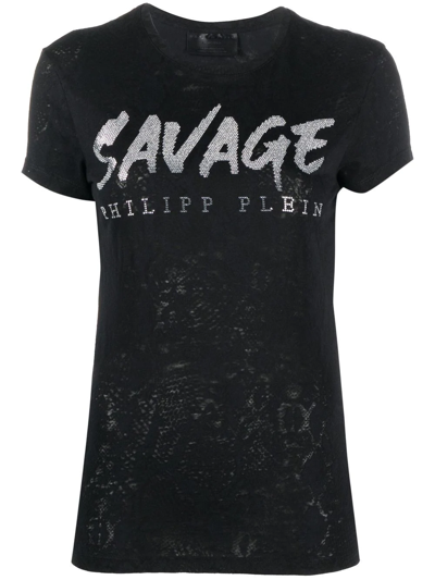 Philipp Plein Sequin-design Cotton T-shirt In Black