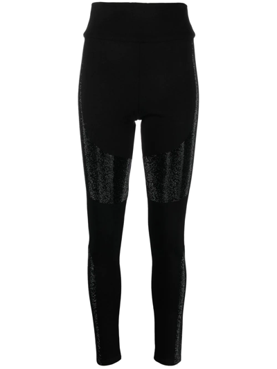 Philipp Plein High-rise Embellished Leggings In Black