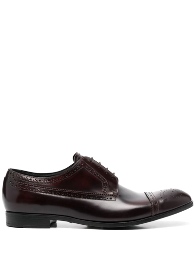 Emporio Armani Lace-up Leather Brogues In Red