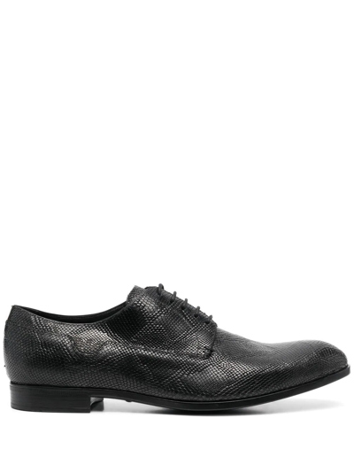 Emporio Armani Snakeskin-effect Leather Lace-up Shoes In Black