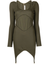 Dion Lee Ssense Exclusive Khaki Rib Corset Mini Dress In Green