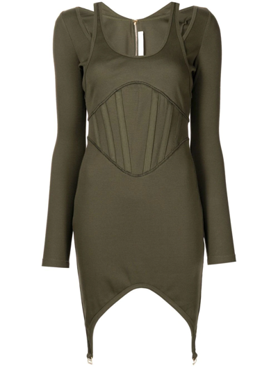 Dion Lee Ssense Exclusive Khaki Rib Corset Mini Dress In Moss