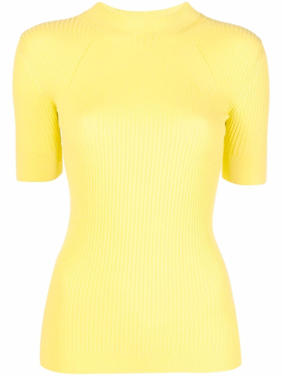 Stella Mccartney Short-sleeve Crew Neck Jumper In Yellow