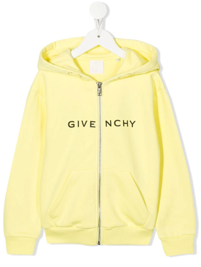 Givenchy Logo-print Cotton Hoodie In Yellow