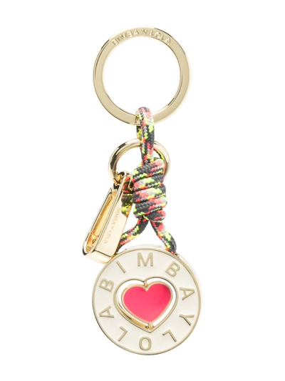 Bimba Y Lola Heart-detail Logo-charm Keychain In Gold