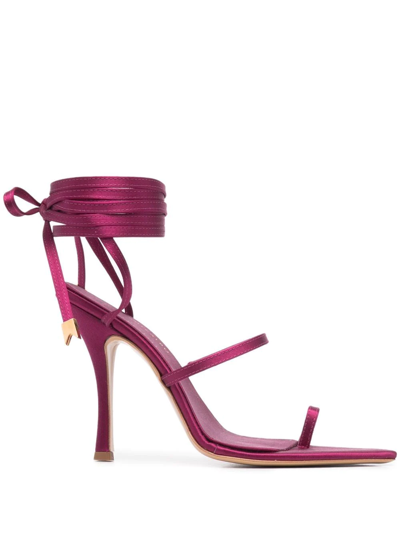 Ilio Smeraldo Orchid Red Canvas And Leather Sandals In Deep Purple
