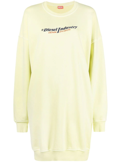Diesel Logo-print Sweater Dress In Yellow